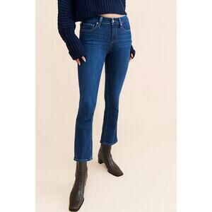 PAIGE Shelby Crop Flare Jeans Blue Dark Wash Mid Rise Stretch Denim Womens 30